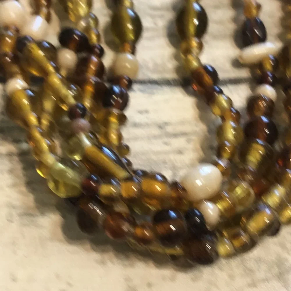 Acrylic Beads Necklace Multi-strand Brown Amber‎ Color 18